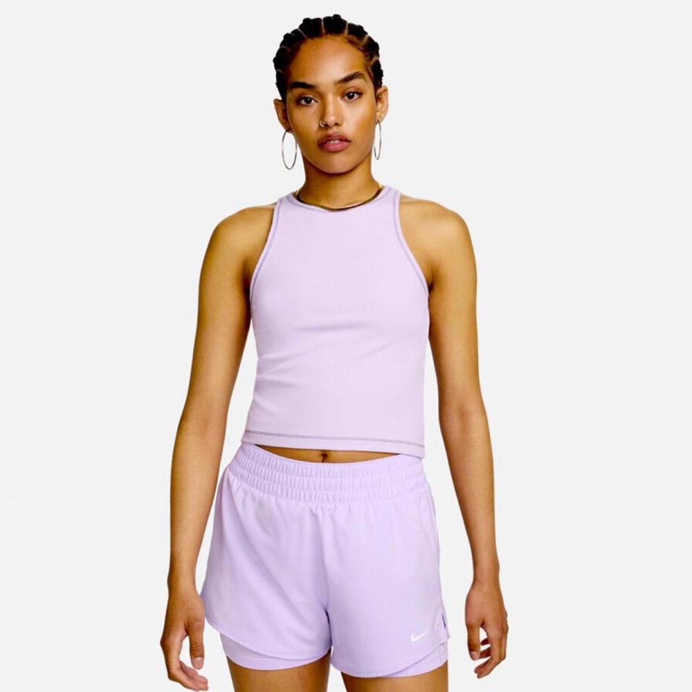 Nike One Fitted Women's Dri-FIT Ribbed Tank Top Lilac Bloom Size 1X NWT Athletic